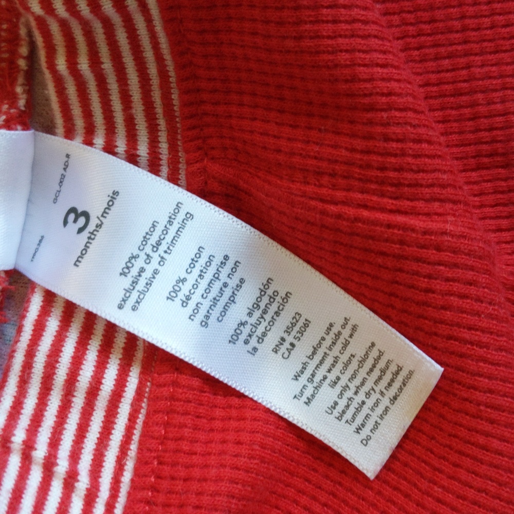 carter's christmas reindeer bum thermal waffle knit pants 3 months baby unisex - Picture 5 of 6
